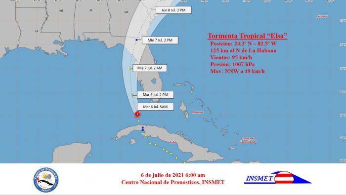 Centro de Pronósticos informa trayectoria de la tormenta Elsa y el tiempo para Cuba este martes Centro de Pronósticos informa trayectoria de la tormenta Elsa y el tiempo para Cuba este martes