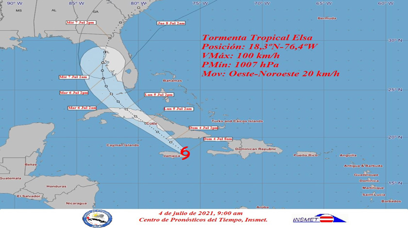 Tormenta tropical Elsa en los mares al nordeste de Jamaica… Tormenta tropical Elsa en los mares al nordeste de Jamaica…