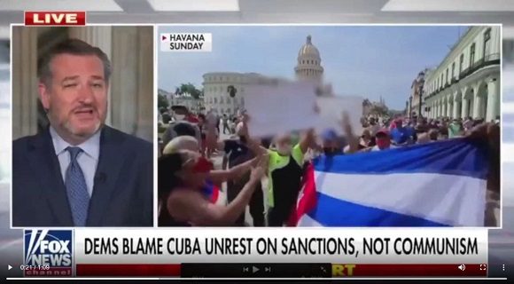 Otra fake news sobre Cuba: Fox News borra carteles de apoyo a la Revolución durante entrevista con Ted Cruz