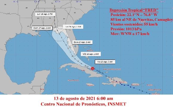 Depresión tropical Fred se mueve por el mar al norte de Las Tunas Depresión tropical Fred se mueve por el mar al norte de Las Tunas