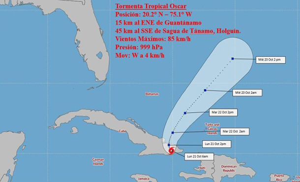 Oscar con muy lento movimiento sobre el oriente cubano: Reportan lluvias significativas Oscar con muy lento movimiento sobre el oriente cubano: Reportan lluvias significativas