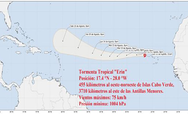 Se forma la tormenta tropical Erin en el Atlántico oriental