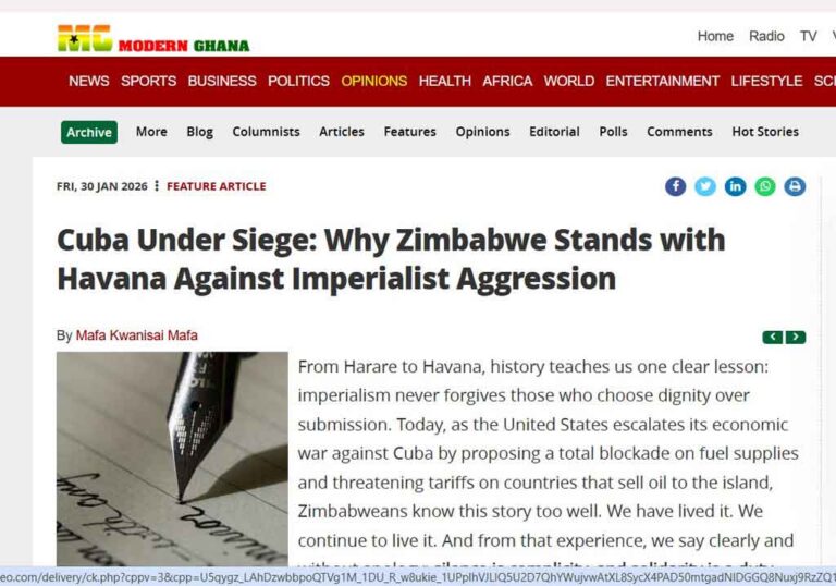 Denuncian en Zimbabwe asedio de Estados Unidos contra Cuba